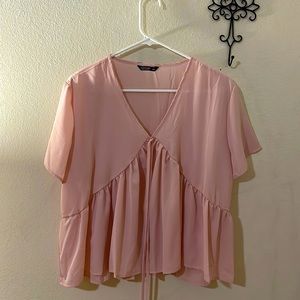 Tie front Ruffle Hem blouse